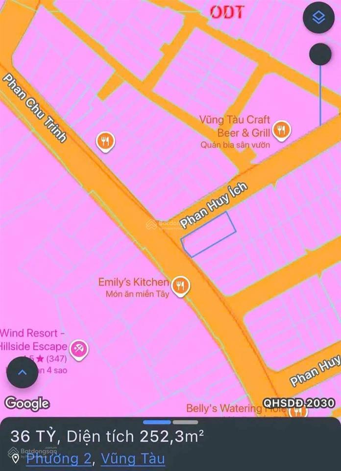 Chỉ 35,9 tỷ sở hữu ngay lô đất 250m2 ngang 10m góc 2mt phan chu trinh  phan huy ích p.vũng tàu hcm