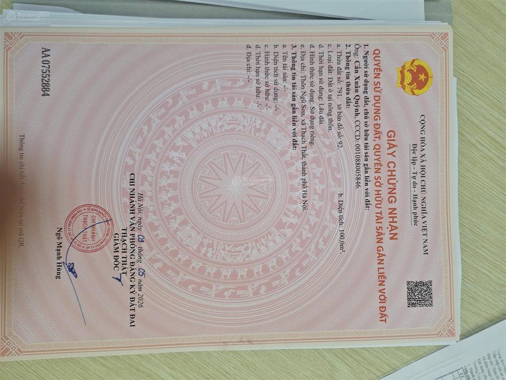 Chính chủ cần bán 3 lô full thổ tại ngũ sơn, lại thượng, thạch thất, hà nội.  0345 975 ***