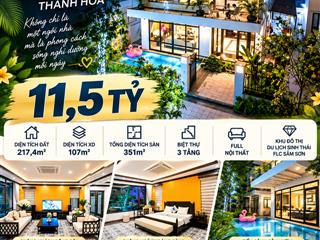 Chỉ 32,8 triệu/m2 sàn sở hữu biệt thự 3 tầng flc sầm sơn  thanh hóa