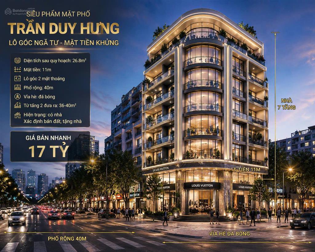 Siêu phẩm mặt phố trần duy hưng lô góc ngã tư cực hiếm 17 tỷ