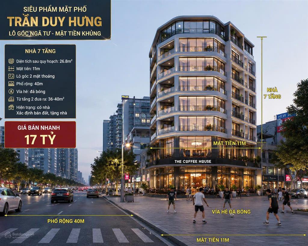 Siêu phẩm mặt phố trần duy hưng lô góc ngã tư cực hiếm 17 tỷ