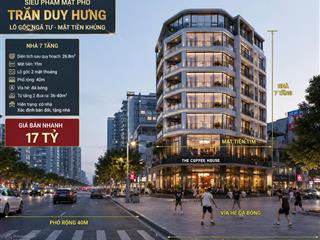 Siêu phẩm mặt phố trần duy hưng lô góc ngã tư cực hiếm 17 tỷ