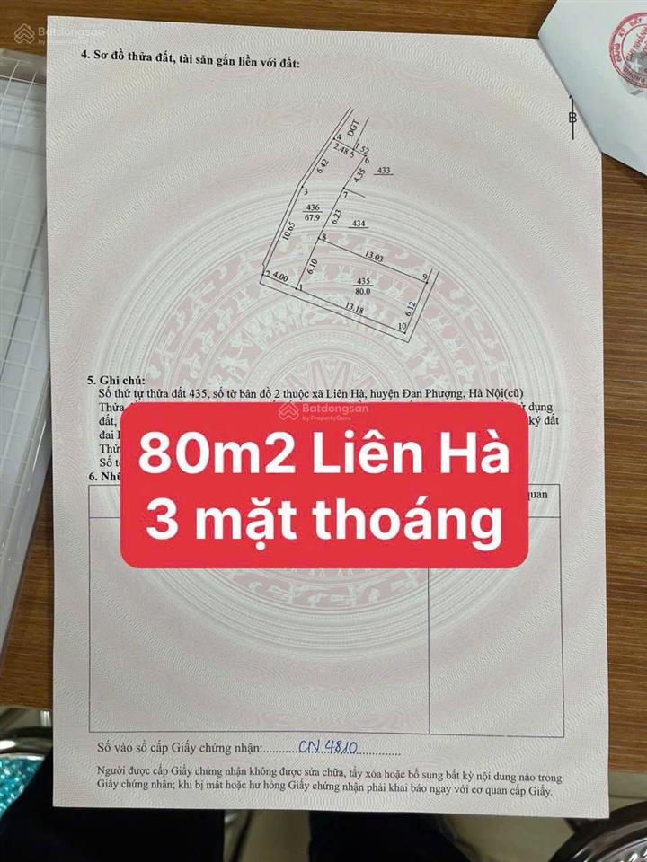 Siêu hiếm cc gửi bán lô đất 80m2 3 mặt thoáng tại liên hà ô diên khu vực sầm uất