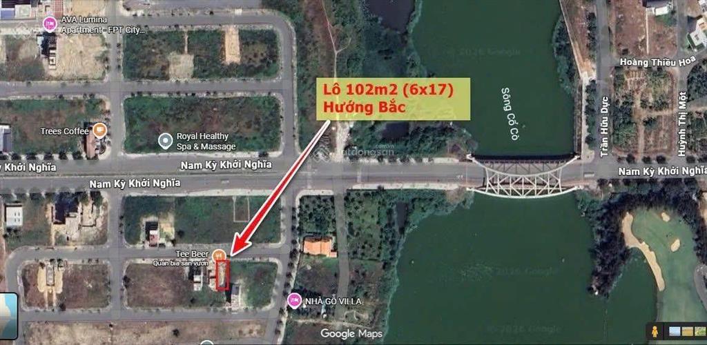 Đất khu r3 fpt  102m2  đường 7m5  block b2.114  sát sông cổ cò