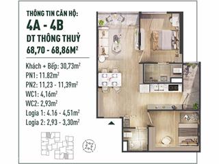Chính chủ bán căn hộ chung cư fibonan ecopark 68,86m2 02 pn, 02 wc giá 5,4 tỷ  0387 354 ***