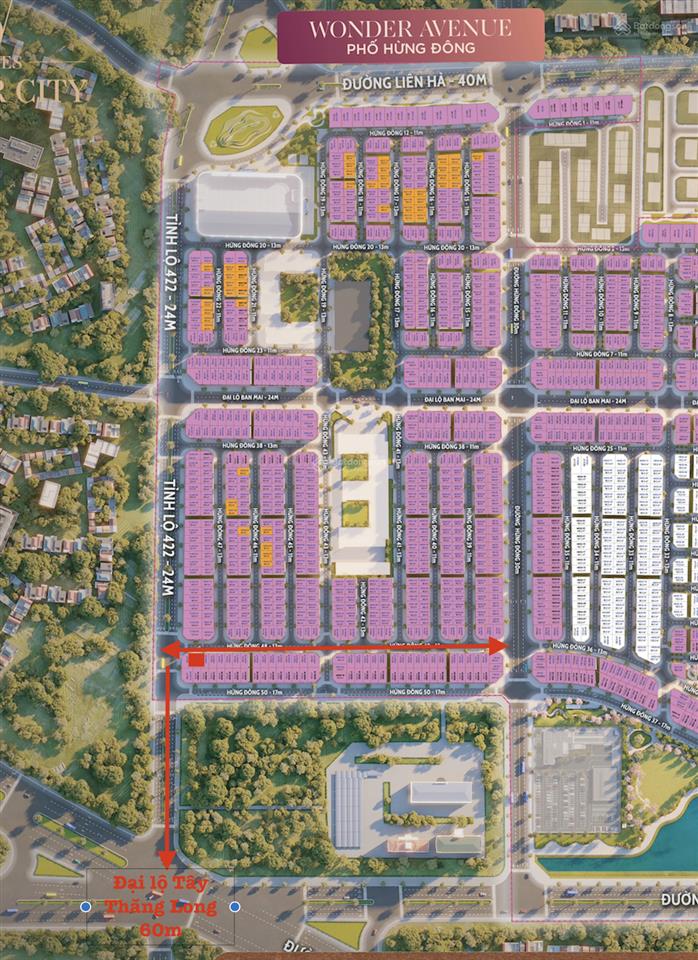 Vị trí kinh doanh ngay mặt đường tl422, vị trí đẹp đầu tư, vinhomes wonder city