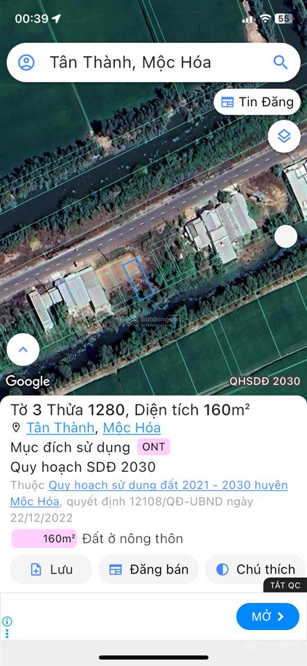 Bán đất tại tân thành, mộc hóa, long an, 1,050tr đồng, 160m2. có 2 nền mặt lộ nhựa lớn