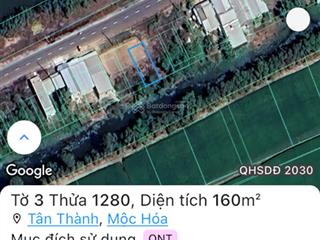 Bán đất tại tân thành, mộc hóa, long an, 1,050tr đồng, 160m2. có 2 nền mặt lộ nhựa lớn