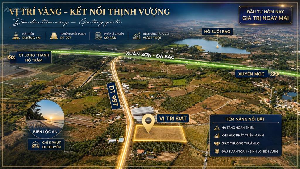 Bán gấp siêu phẩm hai mặt tiền 350m2 chỉ với 700 triệu đường đt997 suối rao cách biển 10p ngay brvt