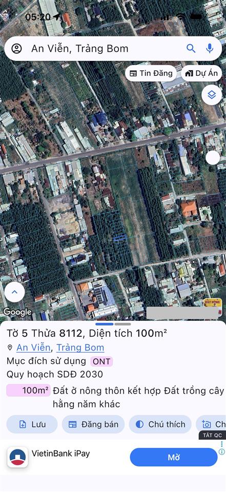 Bán đất tại xã an viễn, huyện trảng bom, đồng nai, 1,1 tỷ, 100m2, uy tín