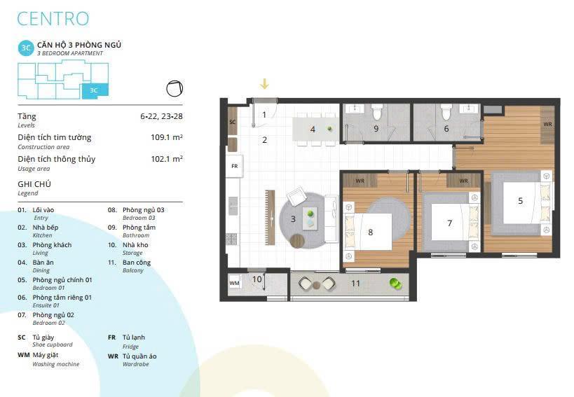 Bán căn 3n kosmo centro tầng cao view hồ tây, diện tích 102m2, sẵn sổ lâu dài  giá 12.4 tỷ bao phi