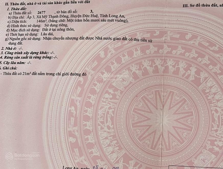 Chính chủ cần bán gấp đất thổ cư tại xã mỹ thạnh đông, đức huệ, (long an cũ)