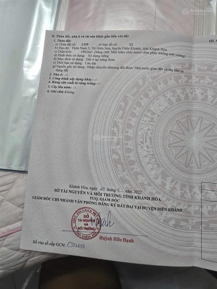 Bán 2 lô đất đường gò đại, diên sơn, diên khánh , 2,3 tỷ, 199m2 giá tốt