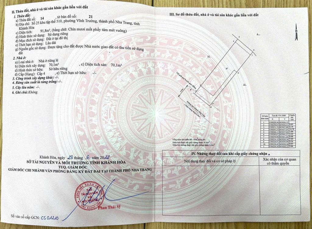 Nhà riêng bán 91,8m2, 6,3 tỷ tại khu 510  khu cán bộ công ty xây dựng, nha trang  gần biển 500m