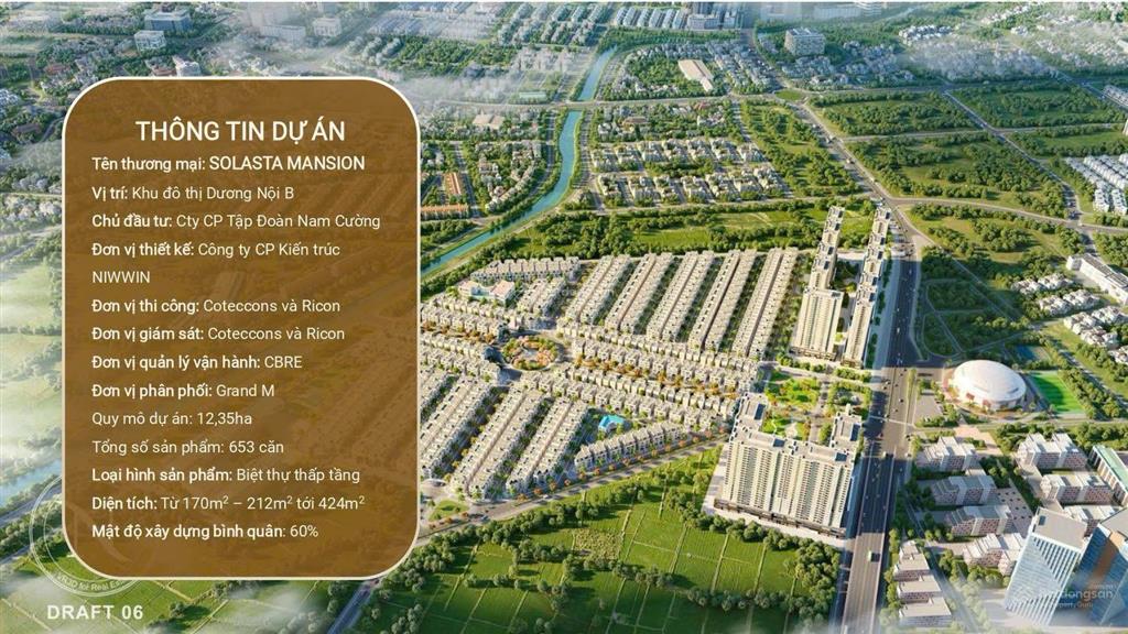 Bán biệt thự 6pn, 7wc tại solasta mansion dương nội, hà đông 26 tỷ, 170m2