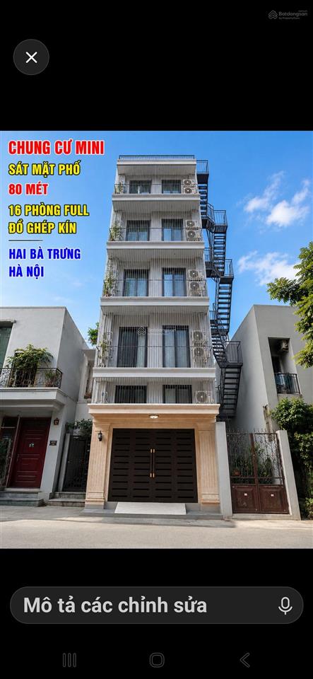Bán tòa dòng tiền ccmn x mới 7 t t máy 82m mt 5m 24 tỷ, ngõ rộng cách m phố 15 m ng an ninh hbt hn