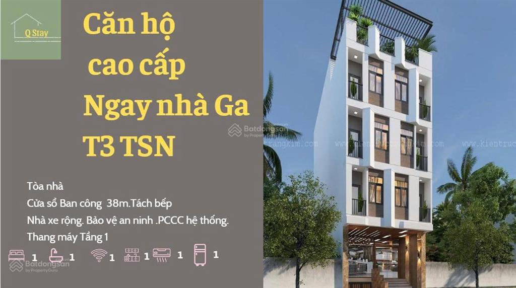 Phòng ban công 40m, tách bếp, gần sân bay  full nội thất.