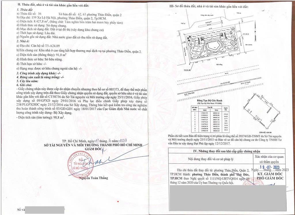 Chính chủ cần bán chuyển nhượng căn góc 3 phòng ngủ tòa t5 khu căn hộ masteri thảo điền