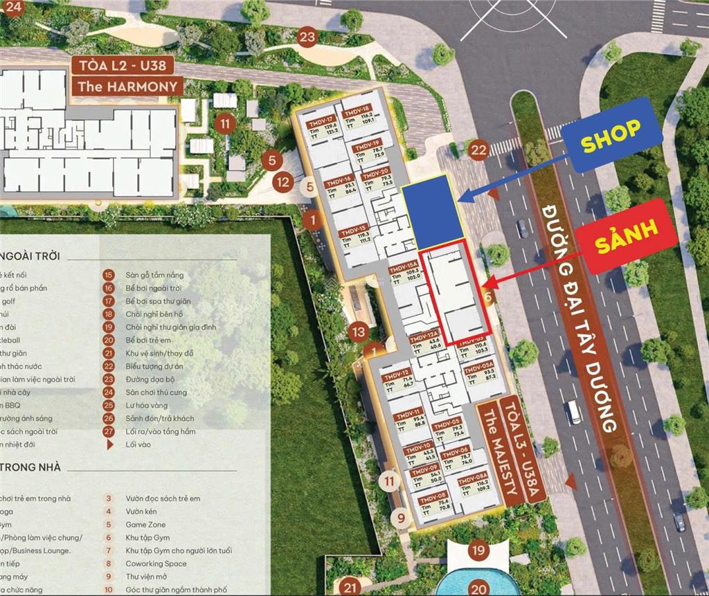 Hàng hiếm  căn shop góc ngay mặt sảnh sở hũu 2 mt với mức giá 200tr/m2  0968 838 ***