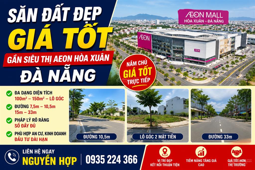 Săn đất đẹp giá tốt khu vực gần aeon hòa xuân, đà nẵng