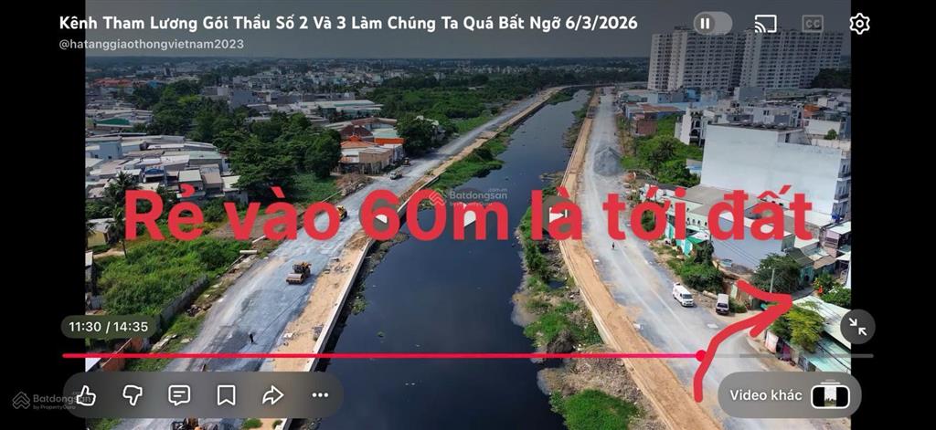 Bán đất chính chủ 81.3m2 đất ở 68.7m2 cách kênh tham lương 50m hẻm ô tô phường bình tân