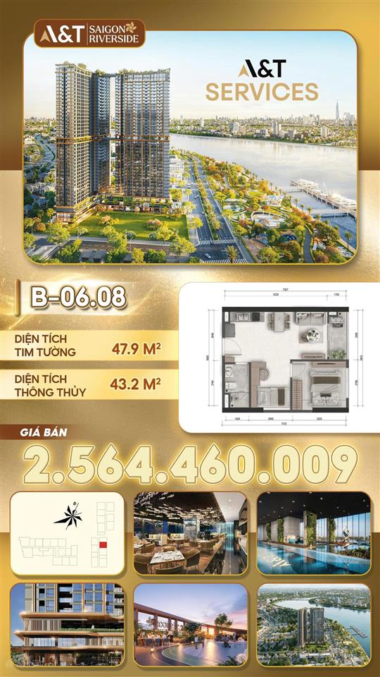 Căn hộ a&t saigon riverside, rổ hàng cdt, căn 1pn. 300tr kí ngay vbtt