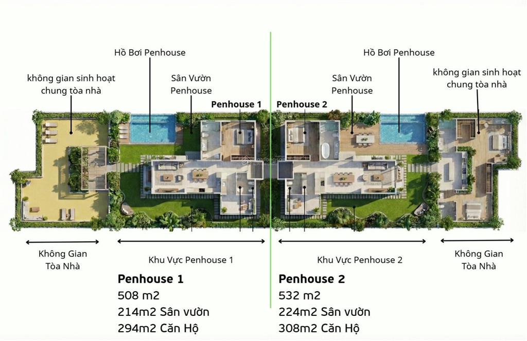 Duy nhất trên thị trường penthouse spana toà s2 view sông, dn down town  sân vườn riêng