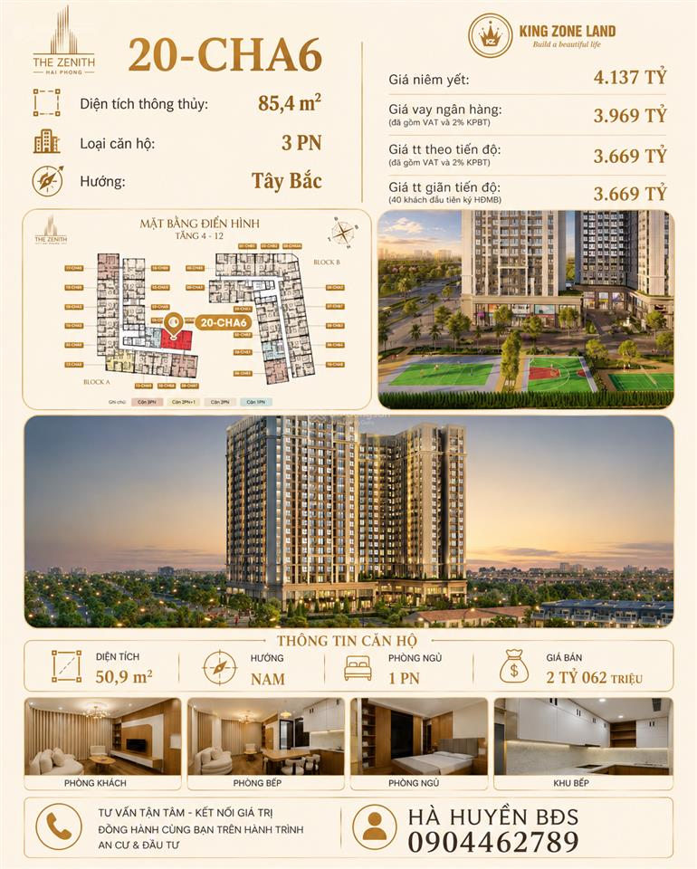 Bán cc the zenith hải phòng, 3,669 tỷ, 95m2, 3pn + 2wc, giá siêu hời