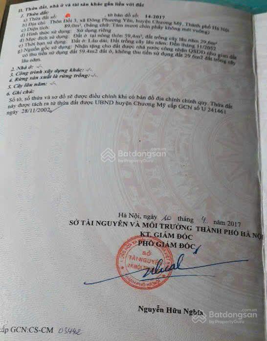 Bán đất 89m2 tại xã đông phương yên, 3,2 tỷ vnd