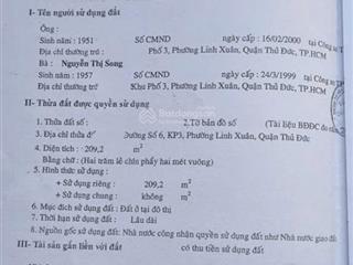 Hàng vip linh xuân giá tốt nhất khu vực | chốt nhanh 210m2 sát mặt tiền đường 6 chỉ 7,7 tỷ