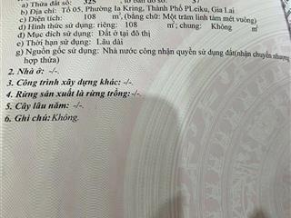 ĐẤT ĐẸP- BÁN NHANH LÔ ĐẤT TIỀM NĂNG ĐẦU TƯ SINH LỜI TRUNG TÂM P. DIÊN HỒNG, TP. Pleiku,