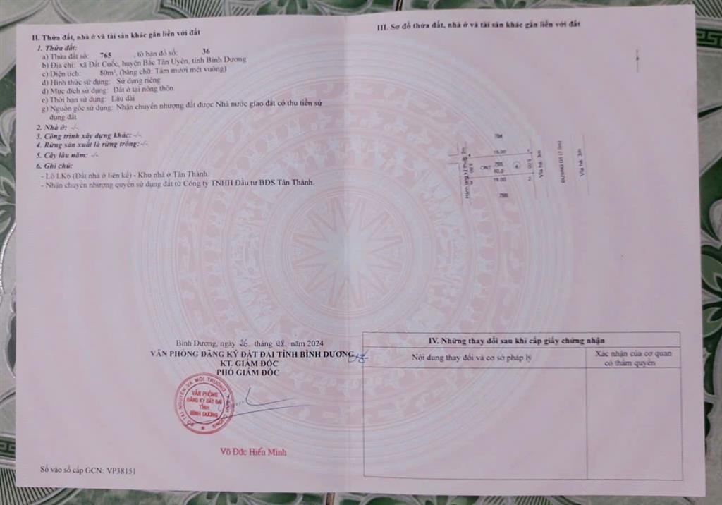 ĐẤT ĐẸP - GIÁ TỐT - Cần Bán Nhanh Lô Đất tại huyện Bắc Tân Uyên tỉnh Bình Dương