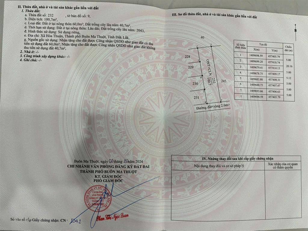 ĐẤT ĐẸP – GIÁ TỐT – CHÍNH CHỦ CẦN BÁN ĐẤT tại ĐẠT LÍ, TP. Buôn Ma Thuột, Đắk Lắk