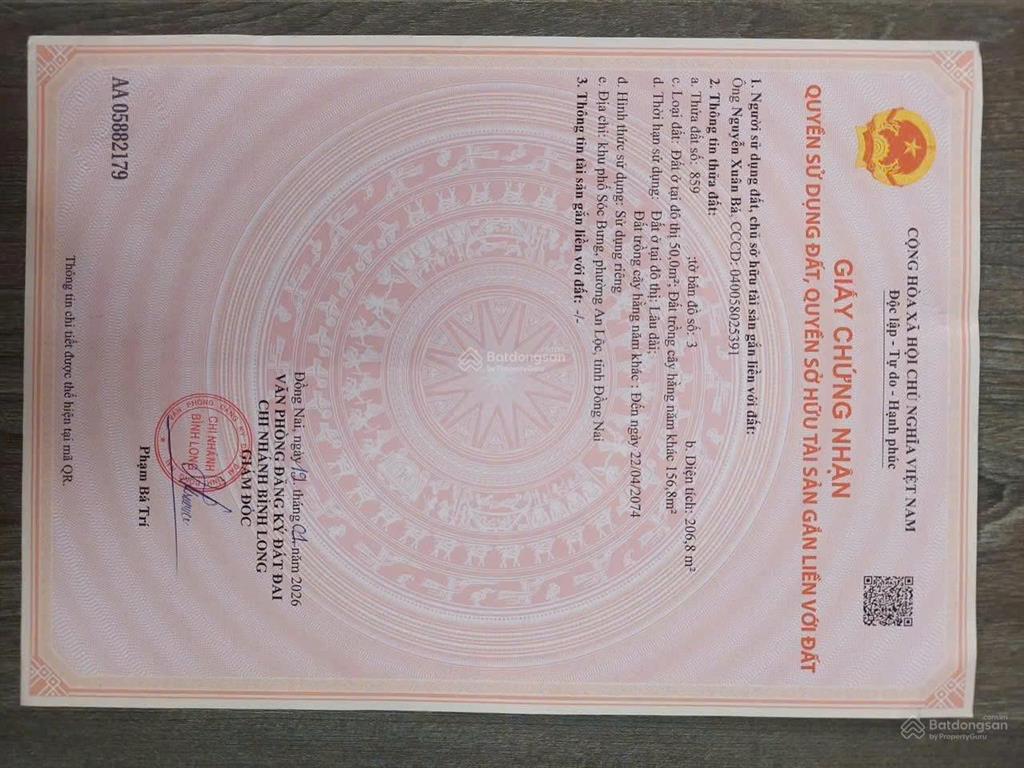CHÍNH CHỦ BÁN ĐẤT TẠI KP Sóc Bưng, đường 13, phường Phú Thịnh, TX.Bình Long, Bình Phước