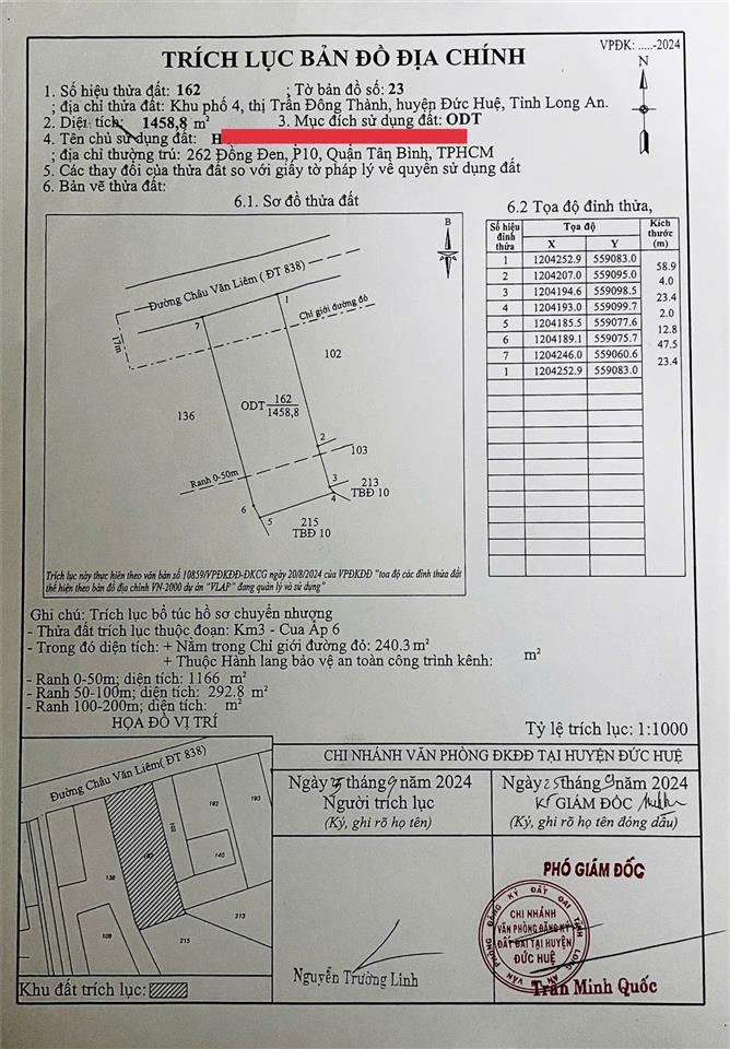 ĐẤT CHÍNH CHỦ - SỔ ĐỎ ODT - MẶT TIỀN TL838 Thị trấn Đông Thành, Huyện Đức Huệ, Tỉnh Long