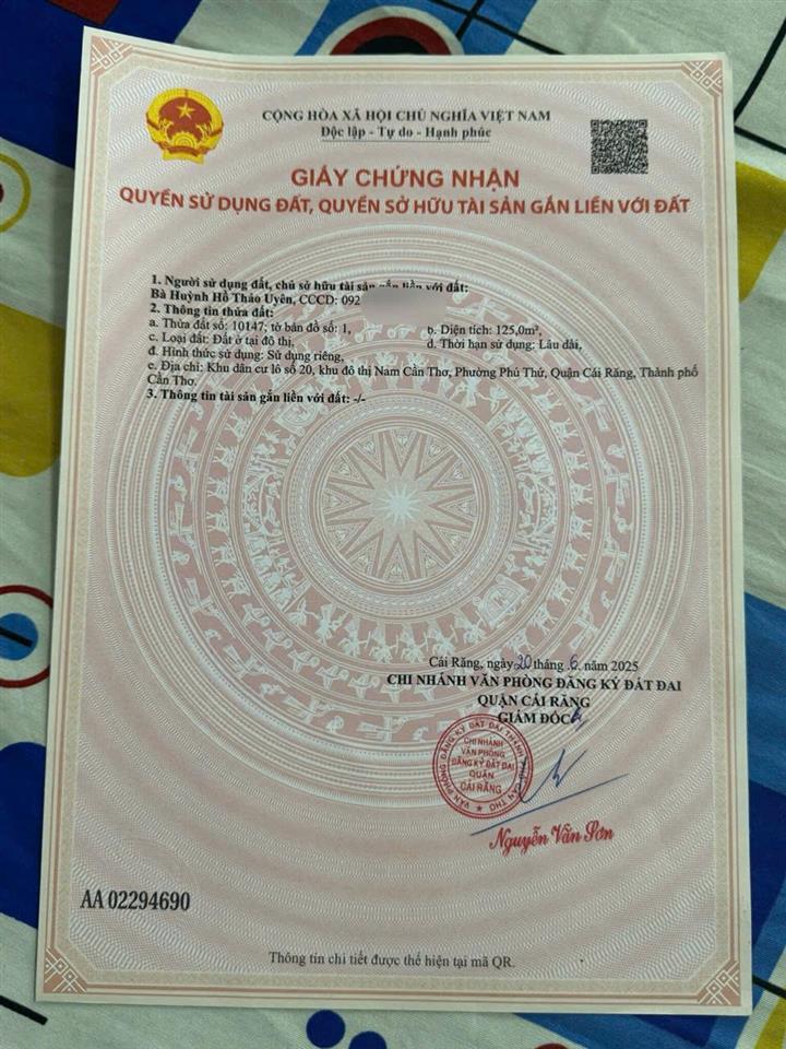 ĐẦU TƯ SINH LỜI - Chính Chủ Bán Đất Mặt Tiền Đường Nam Cần Thơ Khu 586, Phường Hưng Phú,