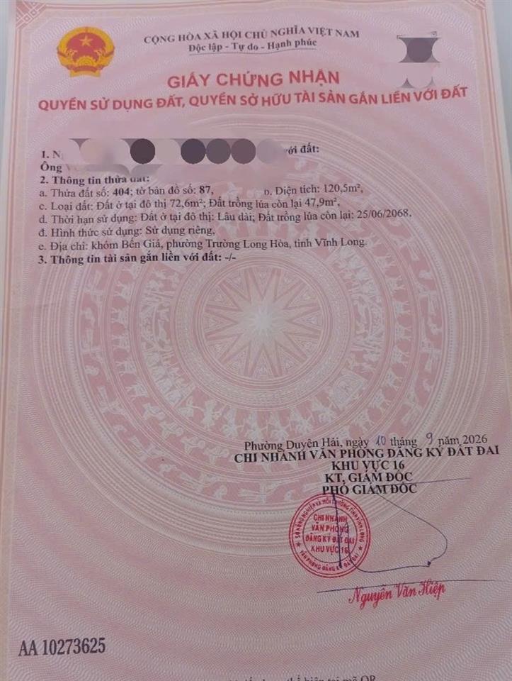 BÁN ĐẤT TẶNG NHÀ – 2 MẶT TIỀN – Cạnh Trường Cấp 3 Long Hữu - THUẬN TIỆN KINH DOANH