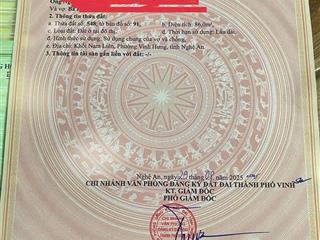 ĐẤT ĐẸP – GIÁ TỐT - CẦN BÁN NHANH LÔ ĐẤT TẠI Khối Nam Liên, Phường Vinh Hưng, TP. Vinh,