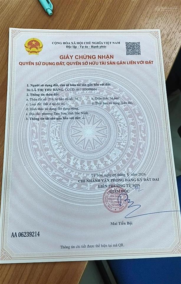 Chính chủ bán lô đất ngon bổ rẻ tại phường tam sơn, bắc ninh, ngay sát dự án sun