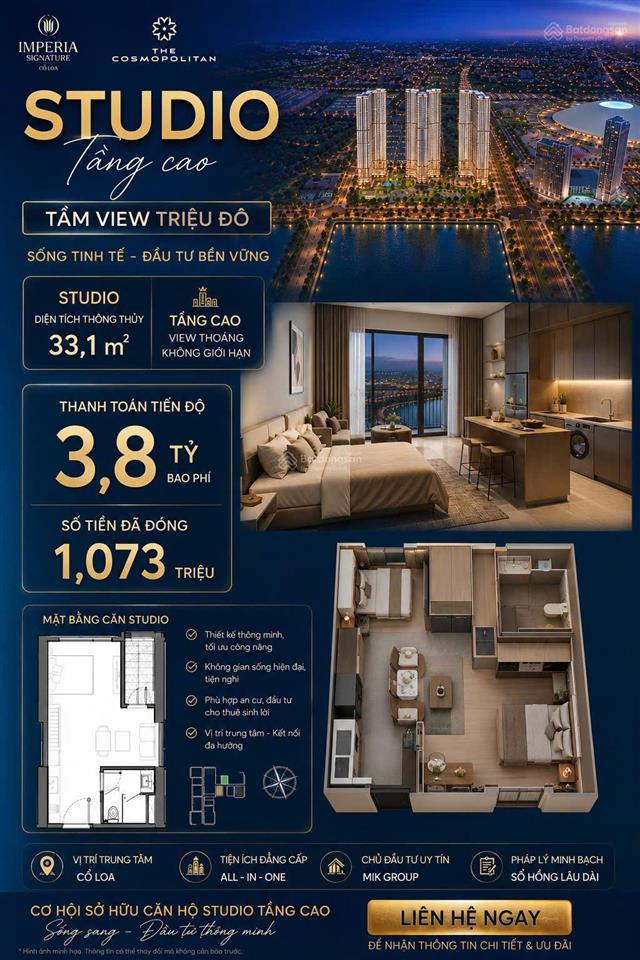 Chuyển nhượng căn studio tầng cao  đã đóng 1,3 tỷ bán 3,x tỷ