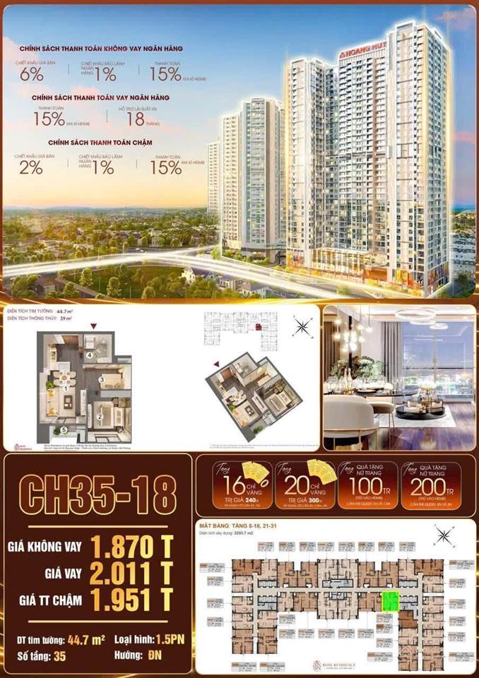 Sở hữu cực phẩm tầng 35 tầng cao nhất dự án! hướng đông nam view sông lạch tray, vin marina