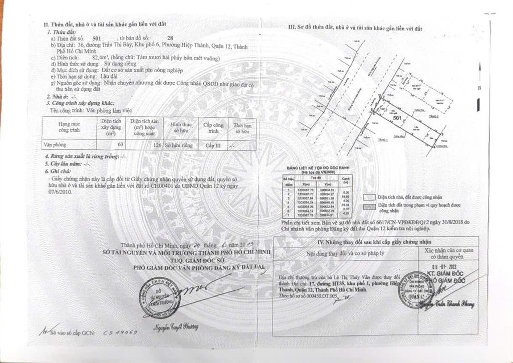 Chính chủ bán nhà mặt tiền 82,4m2, 36 trần thị bảy, p. hiệp thành, q12