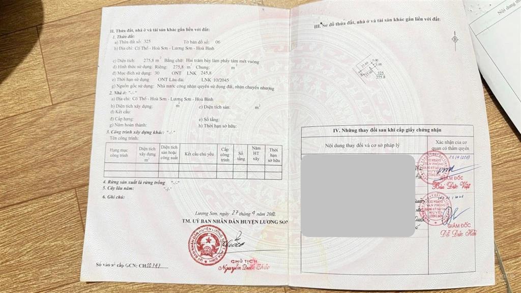 Bán đất trục chính trung tâm cố thổ, hoà sơn, lương sơn, hoà bình