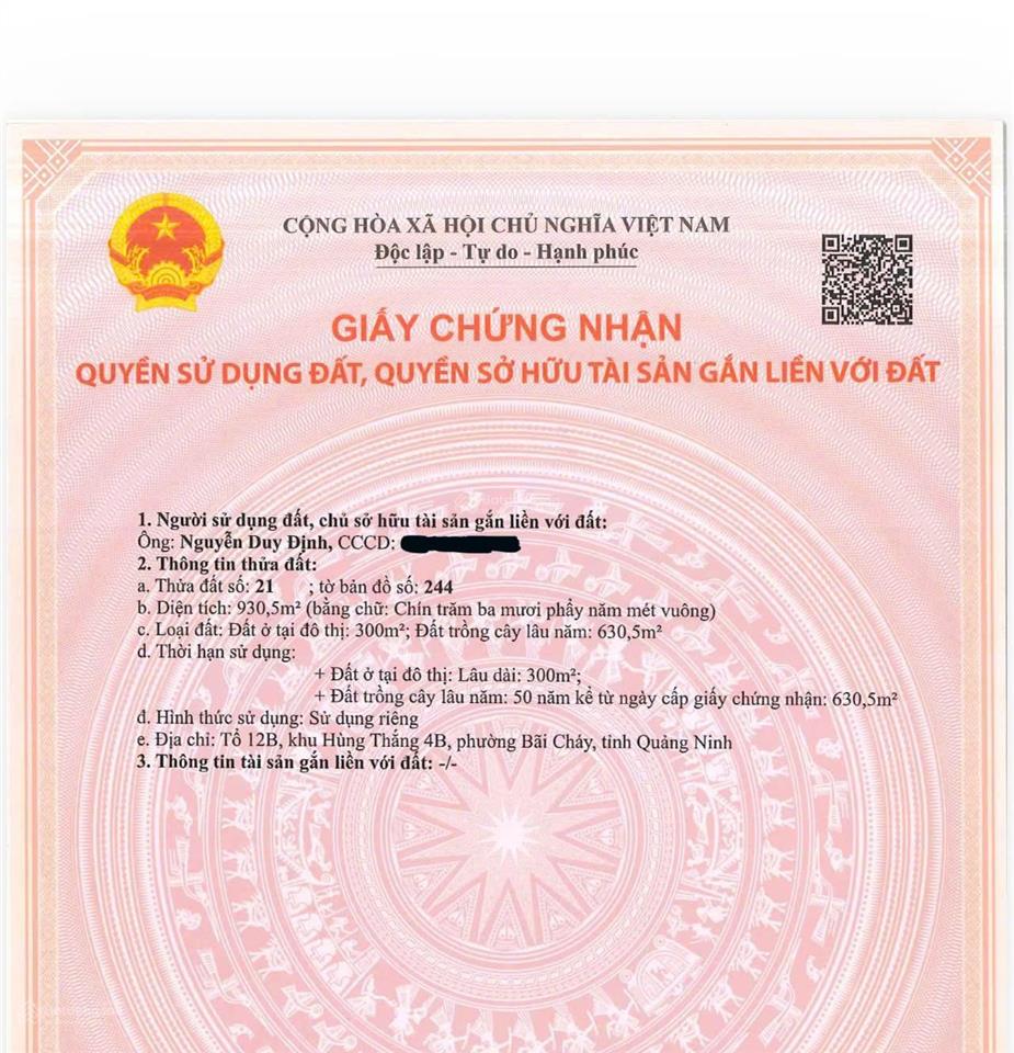 Chính chủ cần bán đất 3 mặt thoáng bãi cháy, quảng ninh