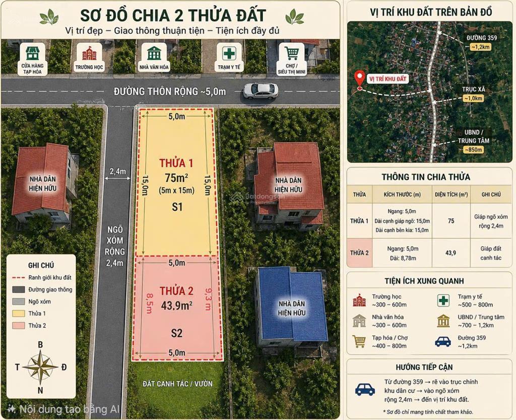Lô mặt ngõ vị trí đẹp hiếm có cách đường 402 chỉ tầm 100m, giá chỉ 950tr