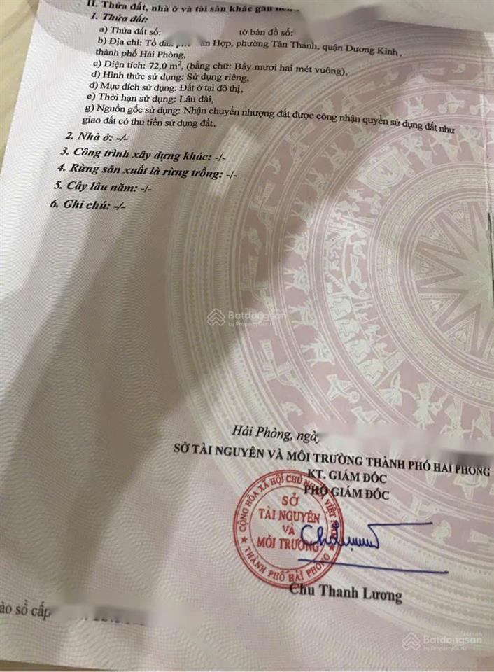 Lô đất ngõ 5m ô bàn cờ tân thành, dương kinh, hải phòng 1 tỷ **