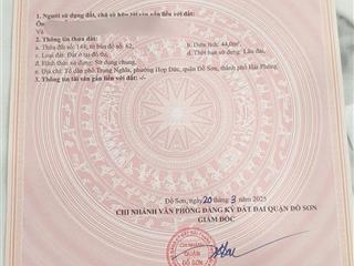 Siêu phẩm bán lô đất trong ngõ 2,5m trung nghĩa  đồ sơn  hp, giá chỉ 755tr
