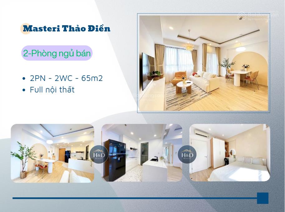 Cho thuê căn hộ 2 phòng ngủ chung cư masteri thảo điền, 24 triệu, thiết kế hiện đại, q2, hcm