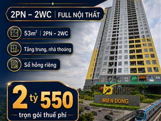 Căn hộ bcons miền đông gần metro số 1, 2pn 2wc, tầng trung, sổ hồng sẵn, 2.55 tỷ