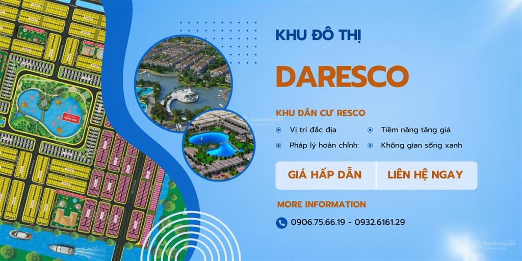 Hiếm có lô nào 172m2 góc đường thông thoáng tại kđt đaresco . giá chỉ 2tỷ đón sóng hạ tầng khu tây